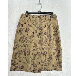Tapestry Wrap Skirt Size Medium Tan Floral Paisley Light Academia Retro Heritage